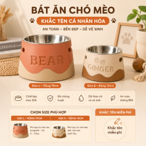 Bát ăn cho thú cưng khắc tên riêng theo yêu cầu