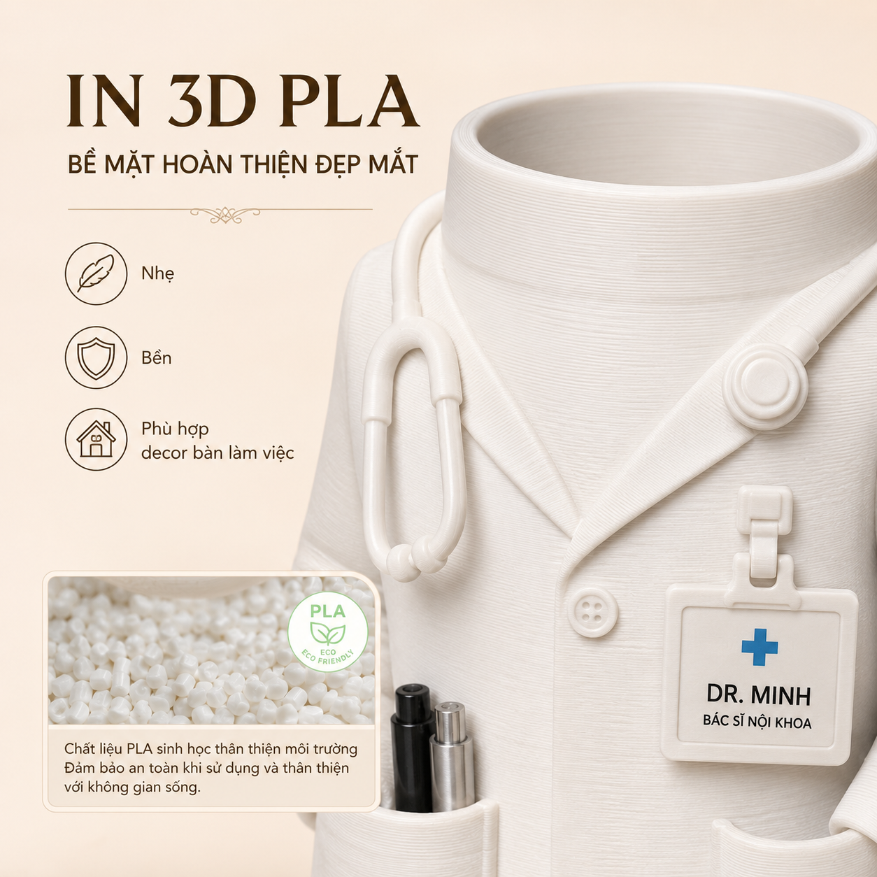 Hộp cắm bút bác sĩ cá nhân hóa in 3D quà ngành y - Ảnh 4