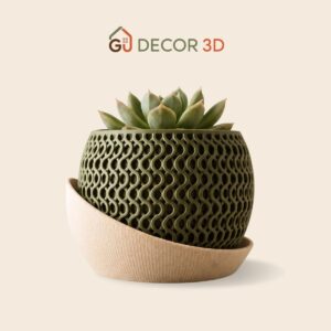 Chậu cây mini để bàn in 3D họa tiết sóng dùng trồng sen đá