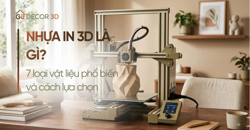 Nhựa in 3D là gì? 7 loại vật liệu phổ biến và cách lựa chọn Máy in 3D FDM đang tạo mô hình từ nhựa, minh họa nhựa in 3D là gì và các loại vật liệu in 3D phổ biến