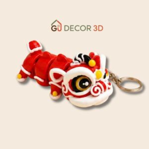 Móc Khoá In 3D hình con lân màu đỏ