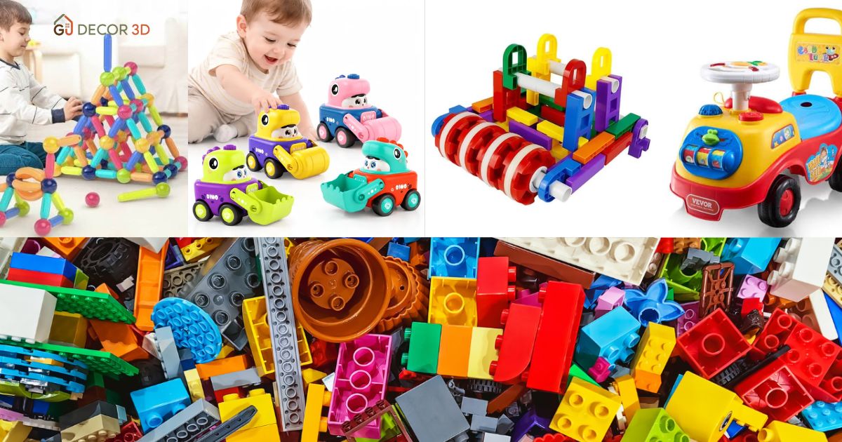 Chất Liệu ABS Là Gì? 5 Phút Đọc Để Không Mua Nhầm Nhựa Độc Hại Hình ảnh các món đồ chơi trẻ em thực tế giúp giải đáp chất liệu ABS là gì và minh chứng cho độ an toàn, lành tính khi bé tiếp xúc hằng ngày.
