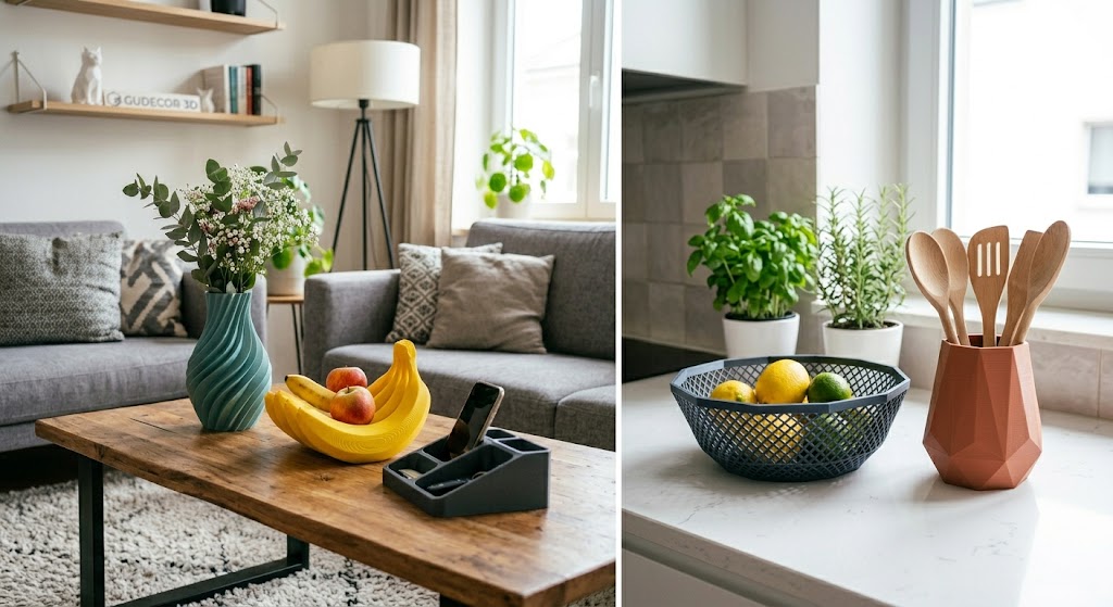 Cách Chọn Đồ Trang Trí Nhà Cửa Đẹp Theo Từng Không Gian Sống Bộ decor in 3D nhà cửa phòng khách và bếp hiện đại