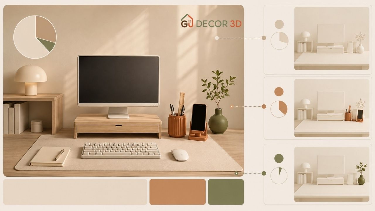 Trang Trí Bàn Làm Việc: Cách Chọn Màu & Decor Góc Có Gu Trang Trí Bàn Làm Việc: Cách Chọn Màu & Decor Góc Có Gu GU Decor 3D