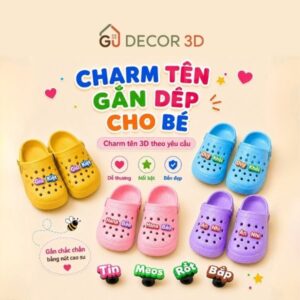 Charm tên gắn dép cho bé in 3D theo yêu cầu